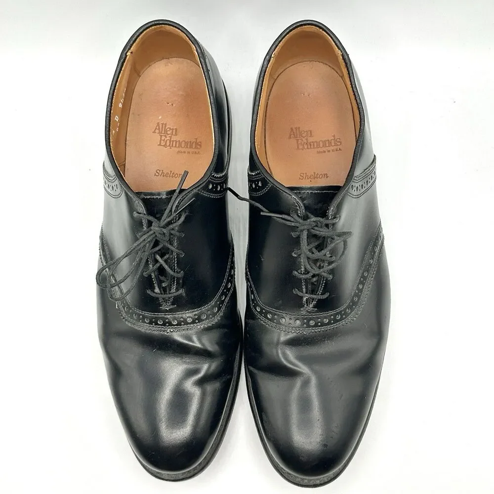 Allen Edmonds Shelton Oxford Shoes Mens Size 11.5 D Black Dress Cap Toe USA
